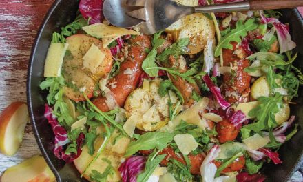 Skillet Sausages and Apples with Pecan Vinaigrette